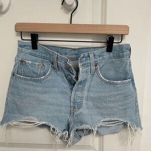 Levi's Classic Light Blue Distressed Jean Shorts